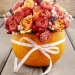 Simple Thanksgiving centerpiece made from a pumpkin