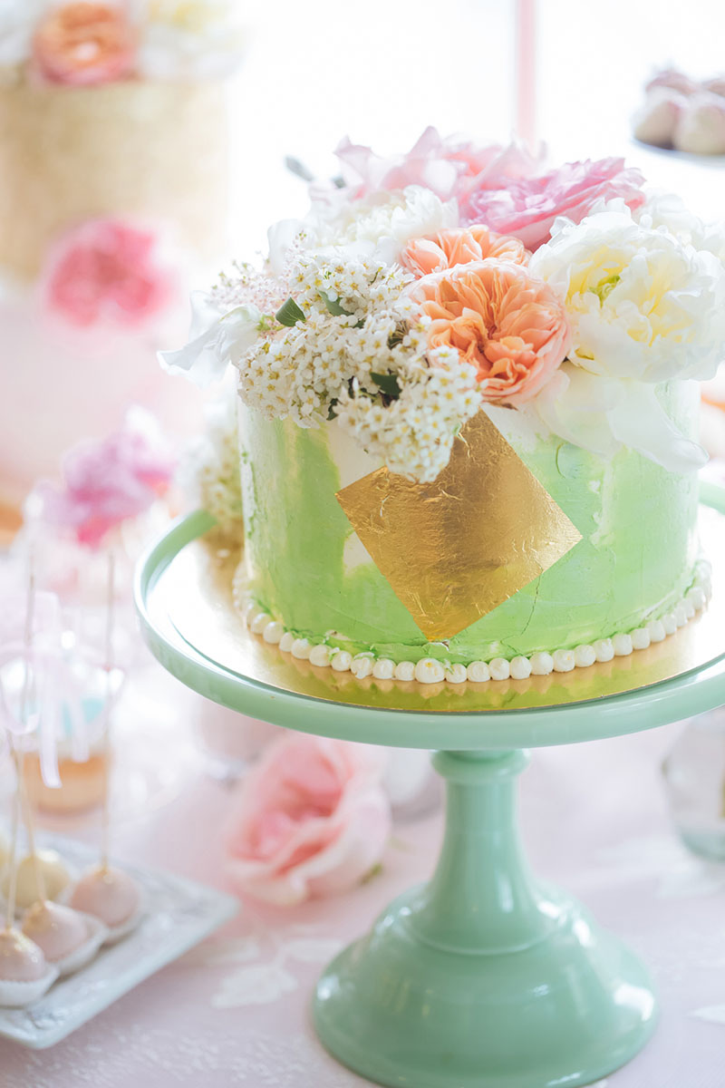 Pretty Pastel Wedding Inspiration - mint green mini cake