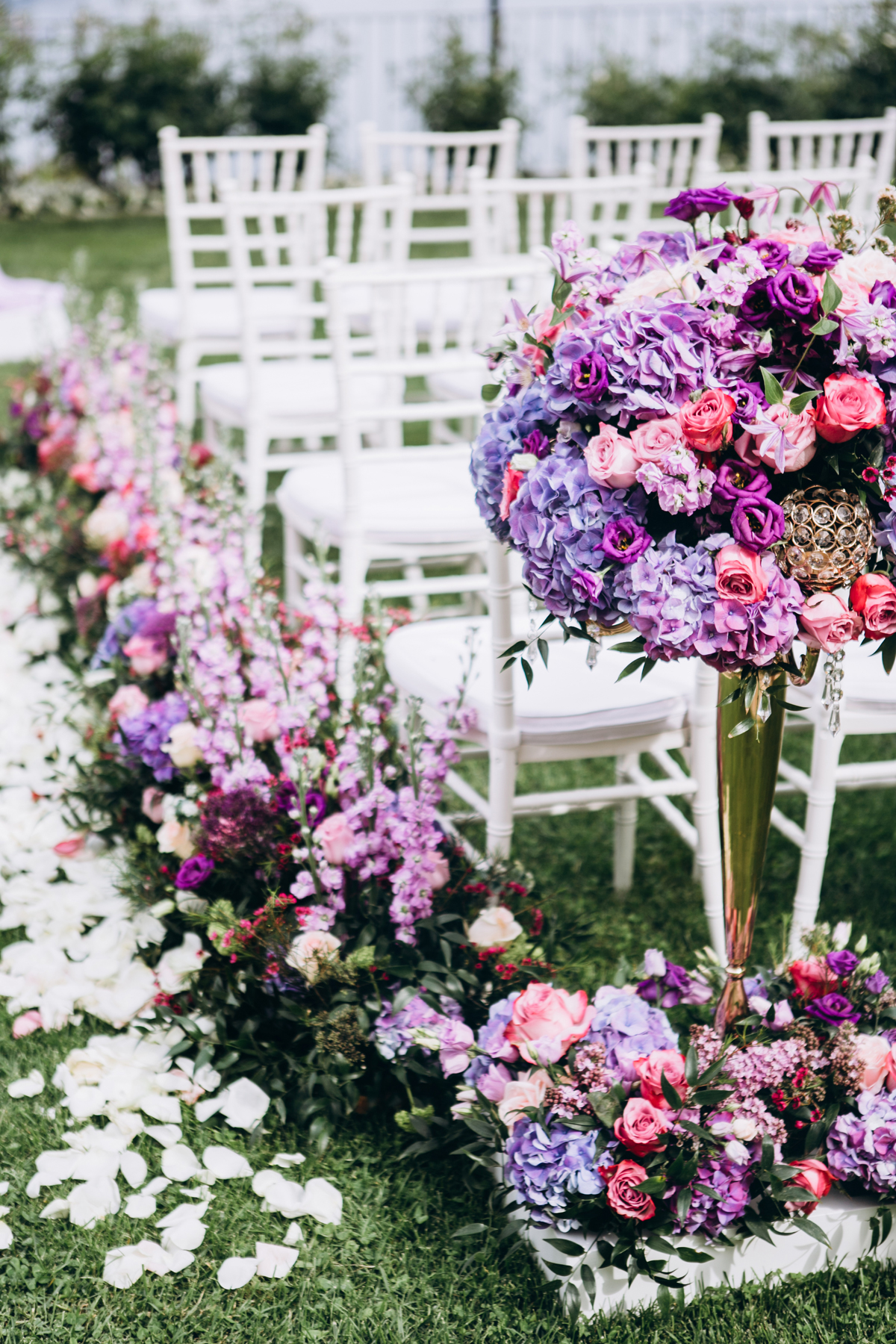 Outdoor wedding ceremony inspiration with purple florals